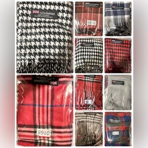 NWOT Houndstooth and Plaid Cashmere Scarves Collection, multiple colors